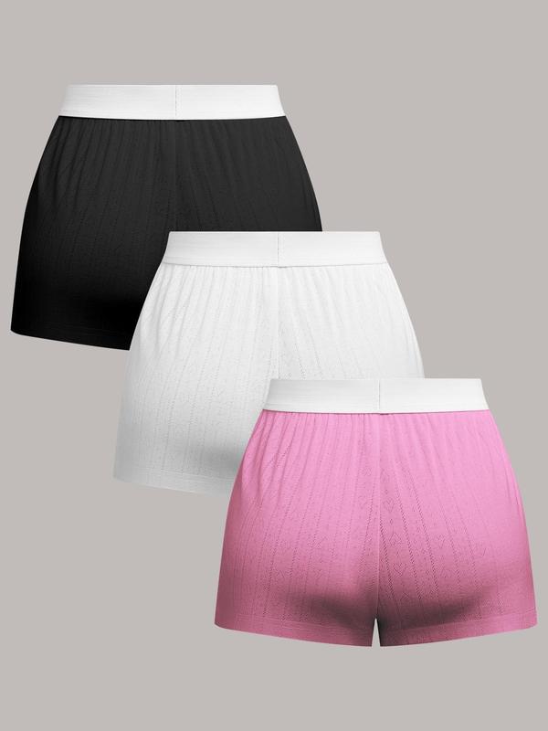 Women's Solid Button Front Hollow Out Shorts, Casual Comfy Breathable Straight Leg Shorts for Daily Wear, Ladies Bottoms for Summer