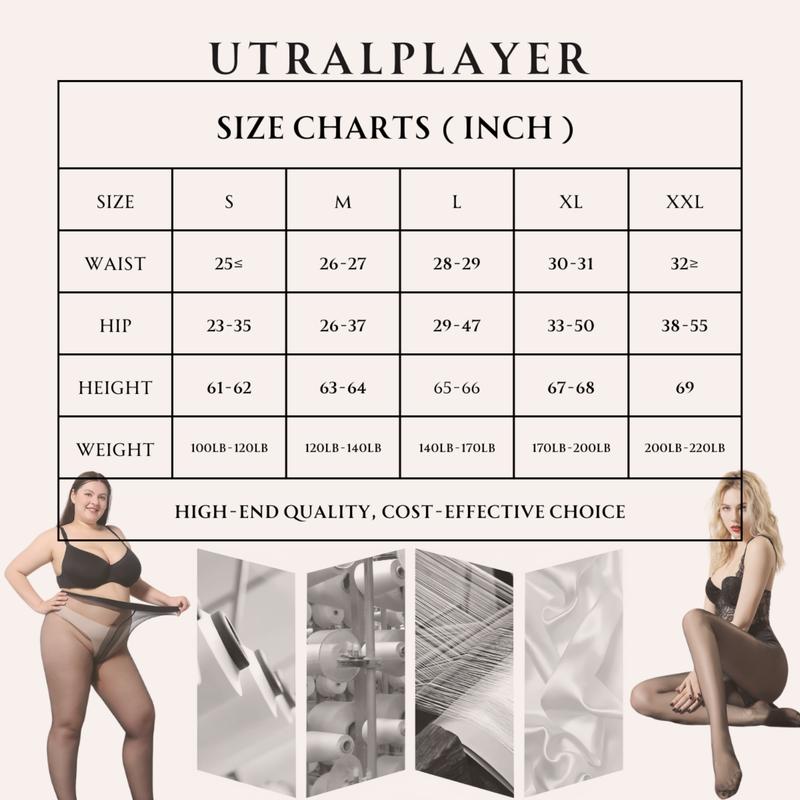 UtralPlayer - Durable Women's Sheer Tights, Plus Size, Three Colors, Ripstop Comfort Slimming Womenswear Basic Minimalist, Christmas Party Matching tights
