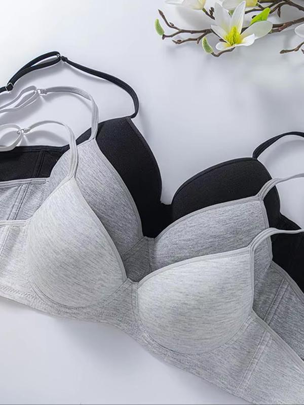 Women's Solid Color Adjustable Strap Underwire Bra, Casual Comfy Breathable Push Up Bra, Ladies Lingerie for All Seasons