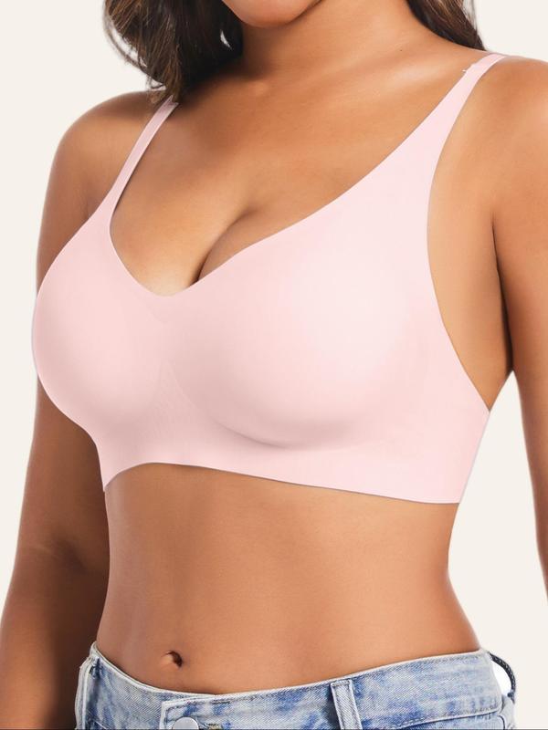 Women's Solid Adjustable Strap Push Up Bra, Breathable Comfortable Detachable Chest Pad Bra, Women's Lingerie for All Seasons