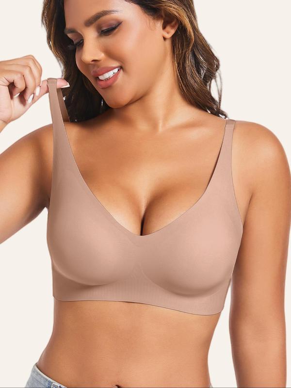 Women's Solid Adjustable Strap Push Up Bra, Breathable Comfortable Detachable Chest Pad Bra, Women's Lingerie for All Seasons