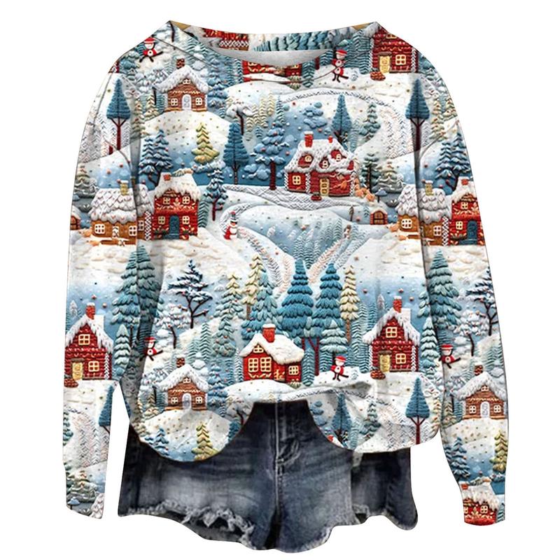 Christmas ugly women sweatshirt cute Santa Claus sweatshirt Casual Oversized  Crewneck Long sleeve 2024 fall & winter sweatshirt