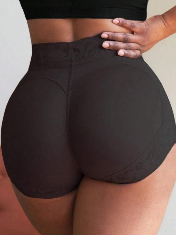 Women's Plain Contrast Lace High Waist Shapewear Shorts, Comfy Tummy Control Butt Lift Shapewear Bottoms, Ladies Shapewear Bottoms