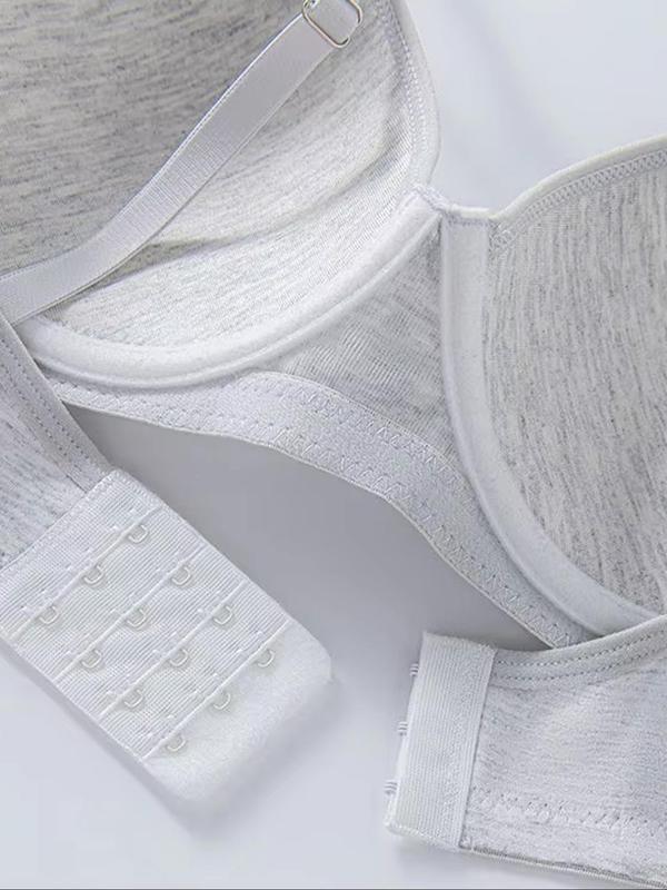 Women's Solid Color Adjustable Strap Underwire Bra, Casual Comfy Breathable Push Up Bra, Ladies Lingerie for All Seasons