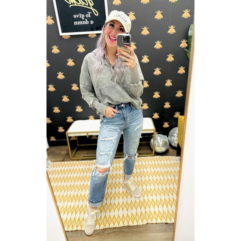 JUST ONE OF THE GIRLZZ • RISEN HI RISE GIRLFRIEND JEANS