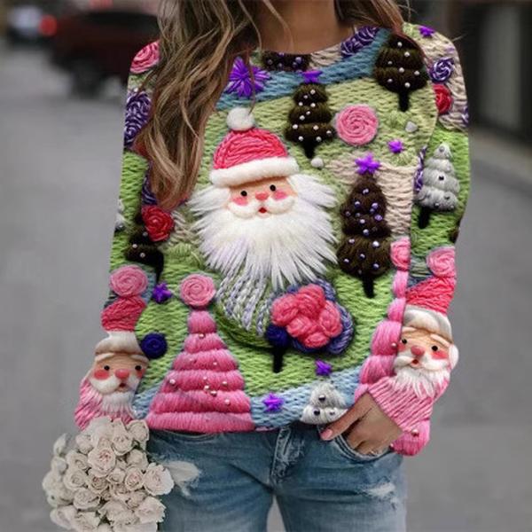 Christmas ugly women sweatshirt cute Santa Claus sweatshirt Casual Oversized  Crewneck Long sleeve 2024 fall & winter sweatshirt