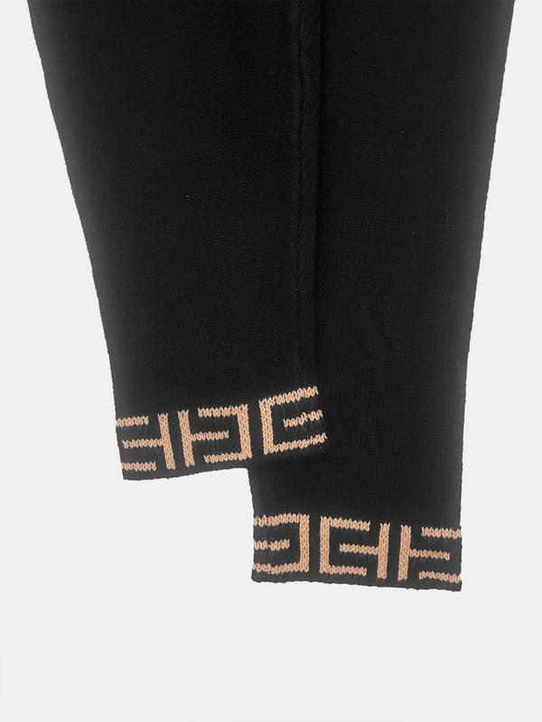 Women's Colorblock Patchwork Print Long Sleeve Sweater & Solid Elastic Waist Pants Set, Casual Round Neck Asymmetrical Sleeve Jumper & Trousers, Fall & Winter Clothes for Women
