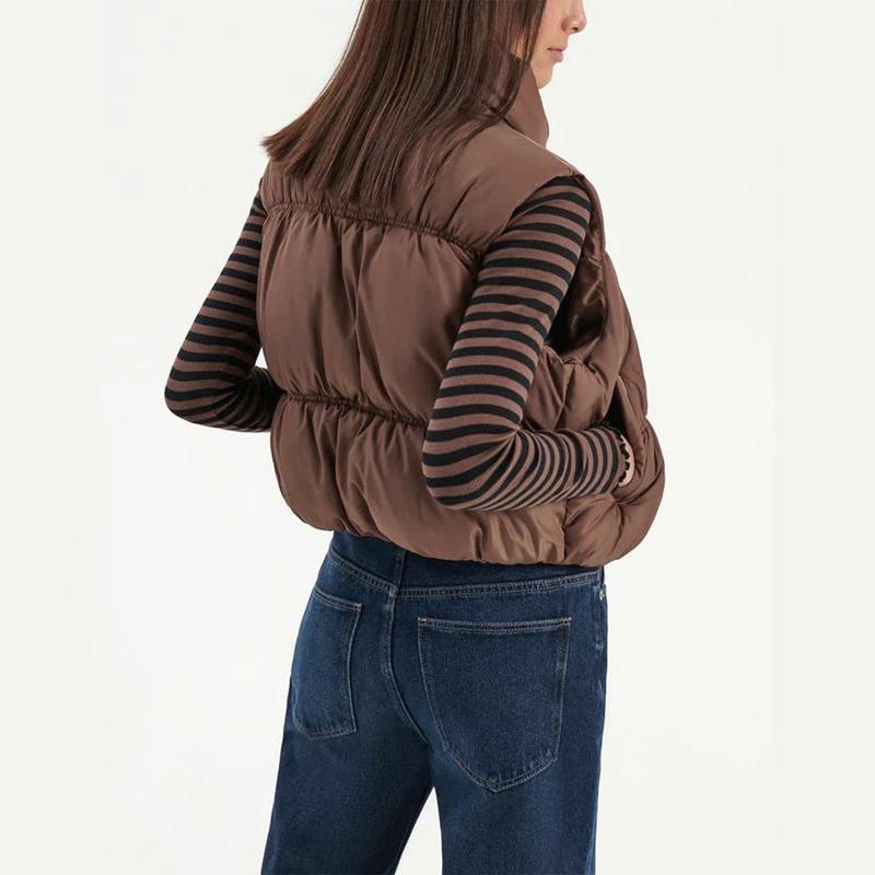 LianLive Women‘s Cropped Puffer Vest Zip Up Stand Collar Lightweight Sleeveless Padded Gilet with Pockets Women's Cropped
