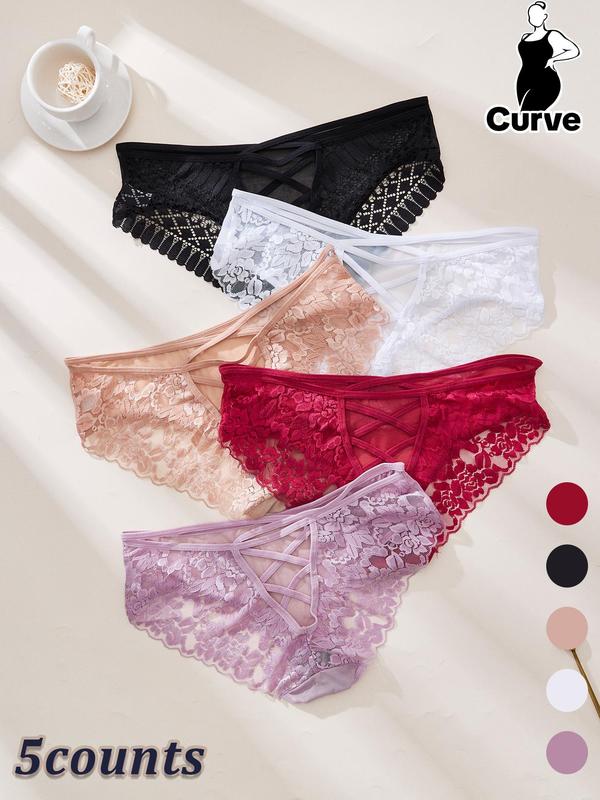  Floral Detail Contrast Mesh Lace Up Panty, Panties for Women, Solid Color Sheer Knicker for All Seasons, Comfy Breathable Underwear for Women, Sexy Womenswear, Women Nightwear