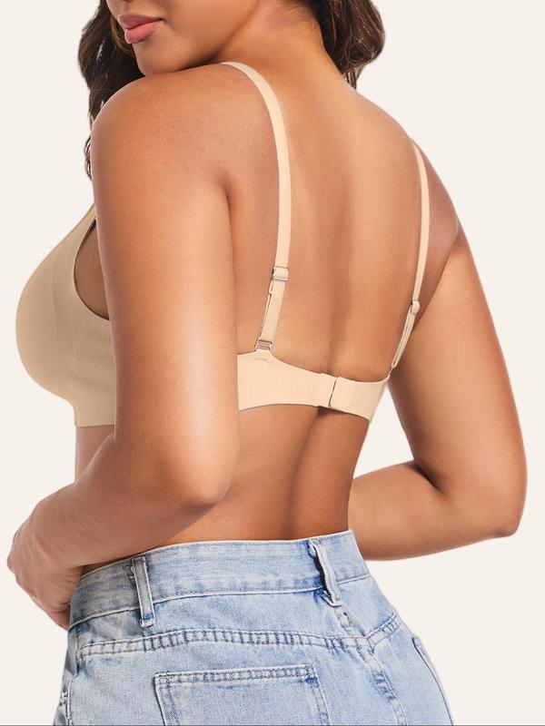 Women's Solid Adjustable Strap Push Up Bra, Breathable Comfortable Detachable Chest Pad Bra, Women's Lingerie for All Seasons