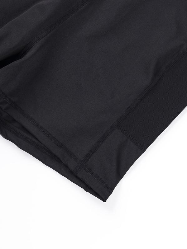 Women's Letter Tape Pocket Contrast Mesh Shorts, Casual Comfy Breathable High Stretch Quick Drying Shorts for Summer, Ladies Bottoms for Daily Wear