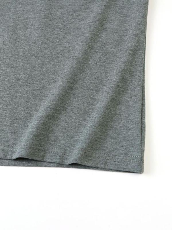 Solid Color V Neck Long Sleeve Tee, Casual Top, Basic T-Shirt for Spring & Fall, T Shirts for Women, Women's Plus Clothing for Daily Wear