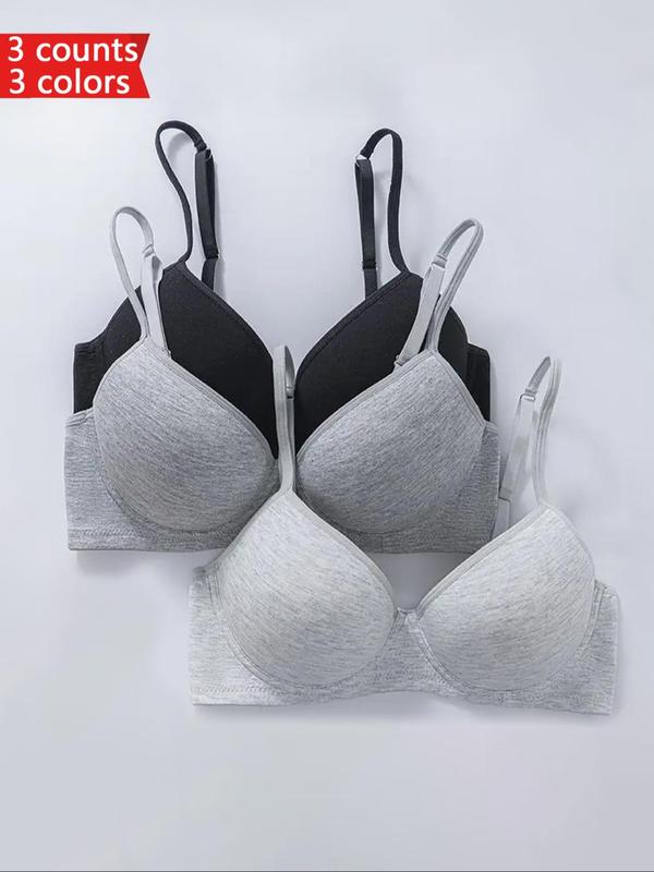 Women's Solid Color Adjustable Strap Underwire Bra, Casual Comfy Breathable Push Up Bra, Ladies Lingerie for All Seasons