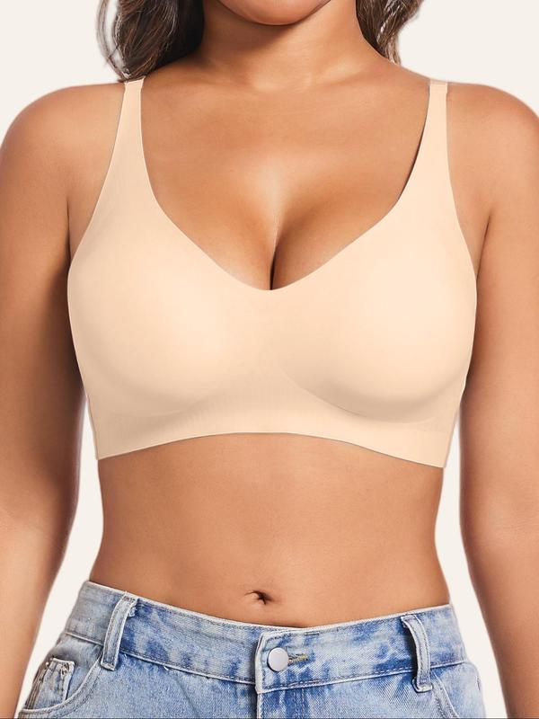 Women's Solid Adjustable Strap Push Up Bra, Breathable Comfortable Detachable Chest Pad Bra, Women's Lingerie for All Seasons