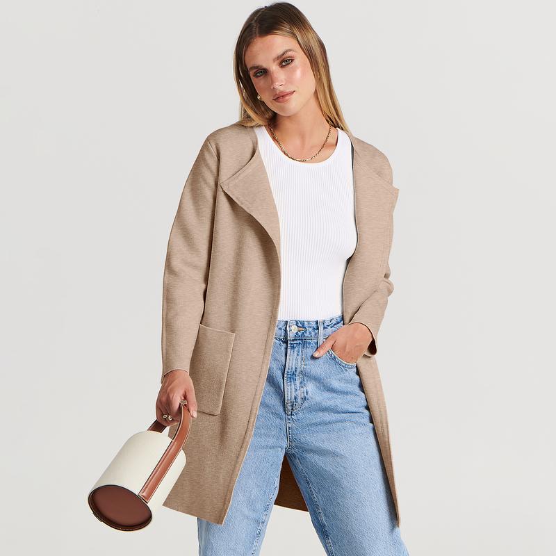ANRABESS Women's Open Front Knit Lightweight Cardigan Casual Long Coatigan Sweater Lady Jacket Coat 2024 Fall Outerwear cardigan sweater