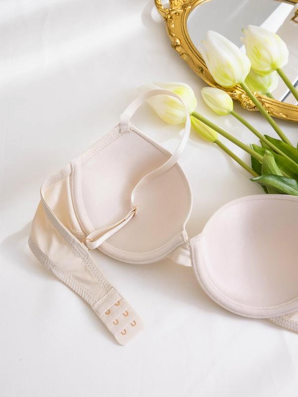 Women's Solid Underwire Bra, Casual Adjustable Strap Bra, Women's Lingerie for All Seasons
