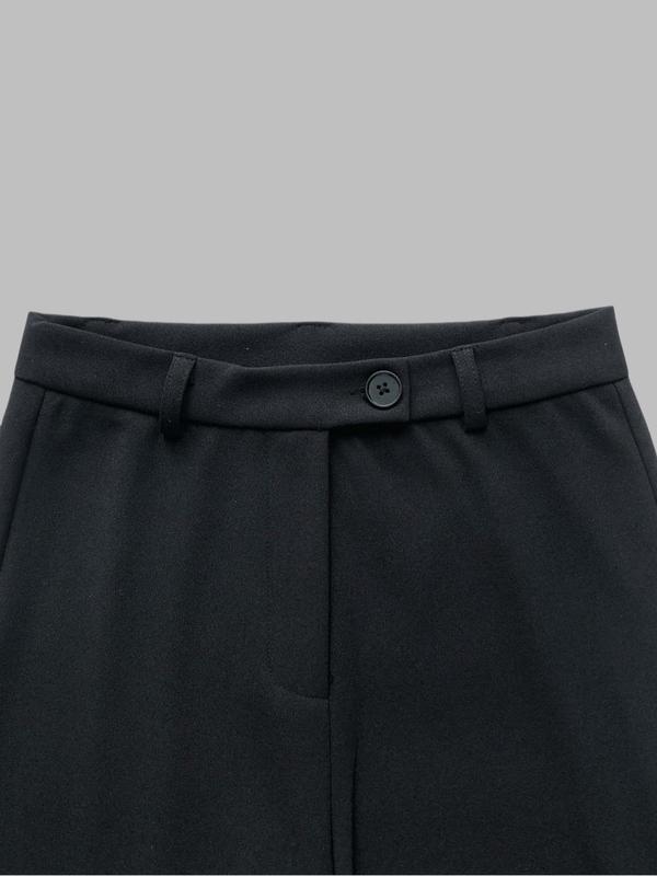 Women's Solid Button Fly Straight Leg Pants, Casual Comfy Trousers for Daily Wear, Ladies Bottoms for All Seasons