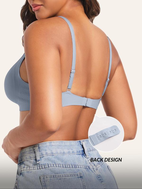 Women's Solid Adjustable Strap Push Up Bra, Breathable Comfortable Detachable Chest Pad Bra, Women's Lingerie for All Seasons