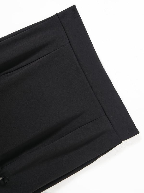 Women's Chain Linked High Low Hem Split Thigh Bodycon Skirt, Punk Fashion High Waist Short Skirt for Daily Outdoor Wear, Ladies Bottoms for All Seasons