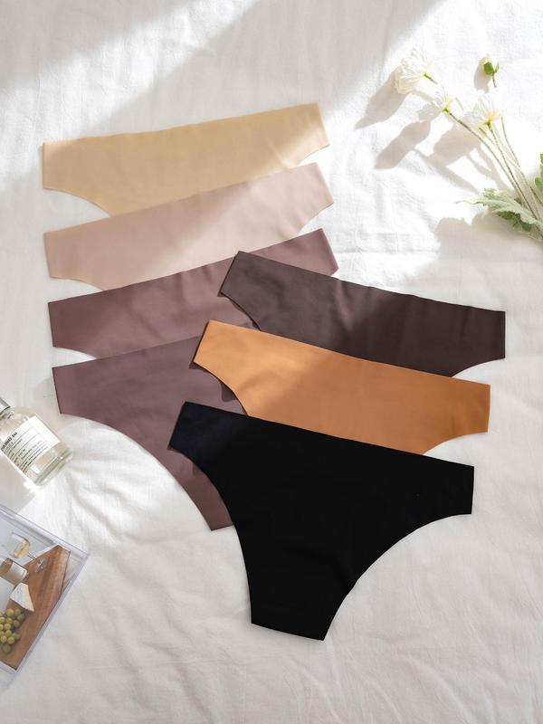 Women's Solid Color Drop Waist Panty, Casual Comfy Seamless Knicker for Daily Wear, Panties for Women, Underwear for Women, Ladies Underwear for All Seasons