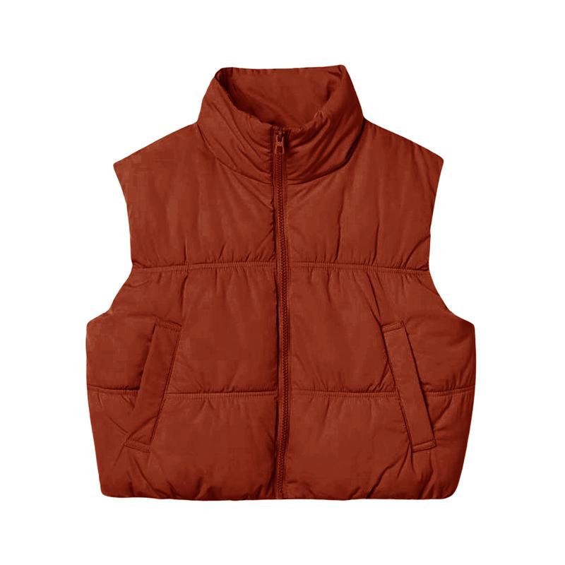LianLive Women‘s Cropped Puffer Vest Zip Up Stand Collar Lightweight Sleeveless Padded Gilet with Pockets Women's Cropped