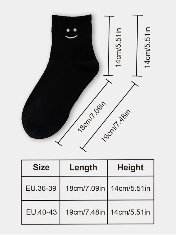 Random Women's Cartoon Face Print Crew Socks, Casual Moisture Wicking Socks, Socks for Women, Back-to-School Clothing, Soft Comfy Breathable Socks for All Seasons Daily Wear, Vacation Wear, Fall Wear Womenswear