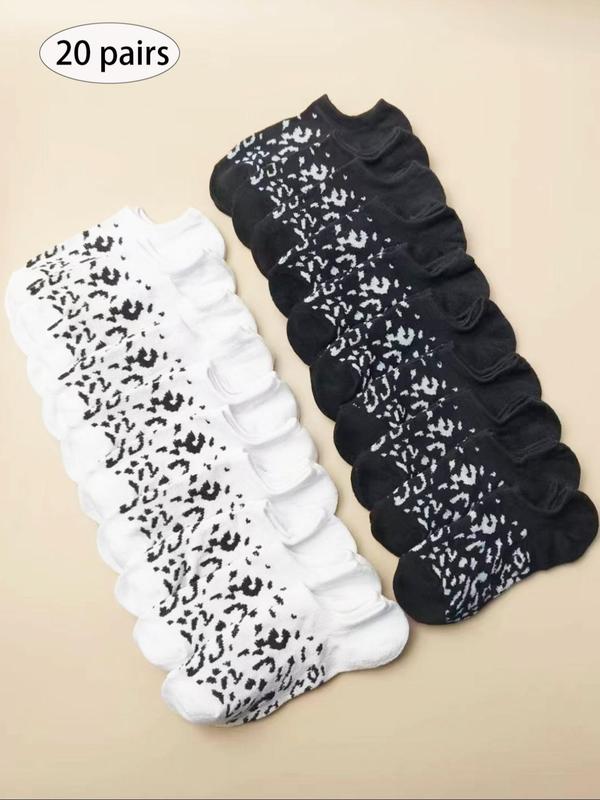 Women's Leopard Print Ankle Socks, Casual Comfortable Breathable Low Cut Socks for Daily Wear, Ladies Socks for All Seasons