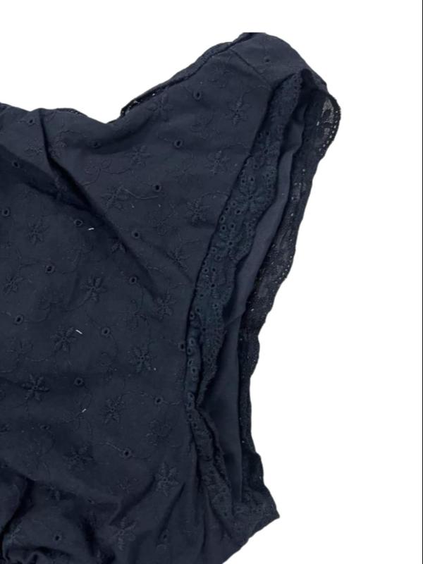Women's Ditsy Floral Jacquard Eyelet Embroidery Shirred Ruffle Hem Tank Top, Casual Sleeveless Mock Neck Top for Summer, Ladies Clothes for Daily Wear