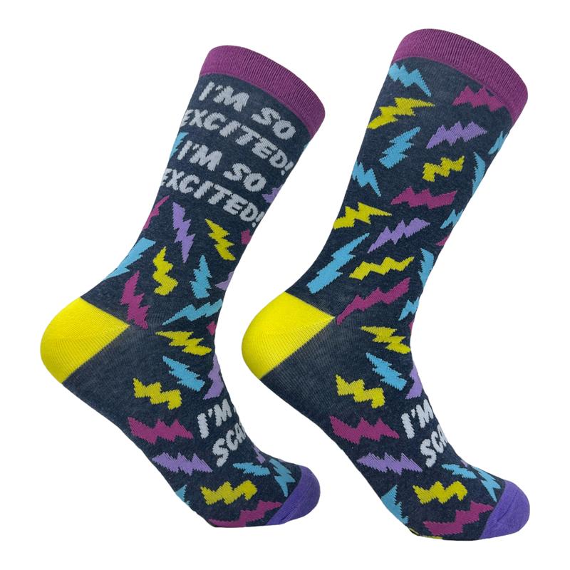 Women's Im So Excited Im So Scared Socks Funny Thrilled Panicking Footwear Funny Socks