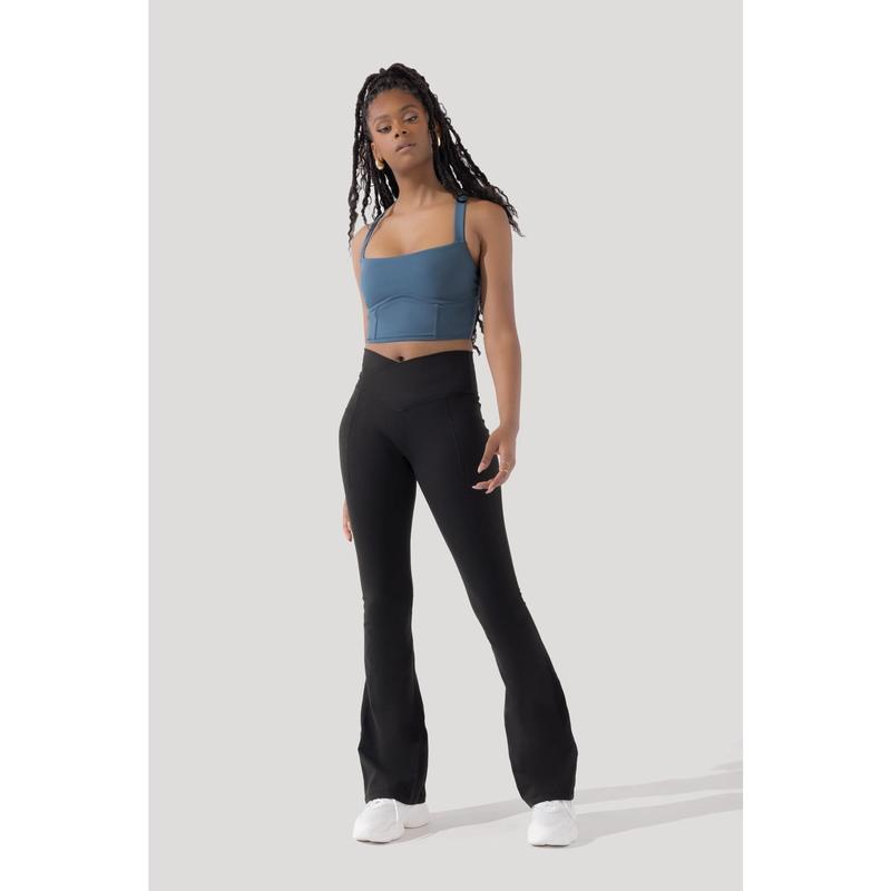 Crisscross Hourglass® Flared Leggings with Pockets - Black