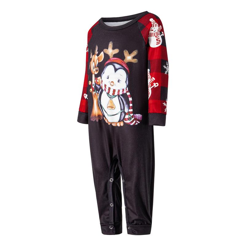 Matching Christmas Pajamas For Family, Long Sleeve Christmas Cartoon Elk Print Tops Trousers Suit
