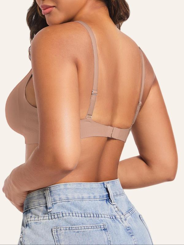 Women's Solid Adjustable Strap Push Up Bra, Breathable Comfortable Detachable Chest Pad Bra, Women's Lingerie for All Seasons