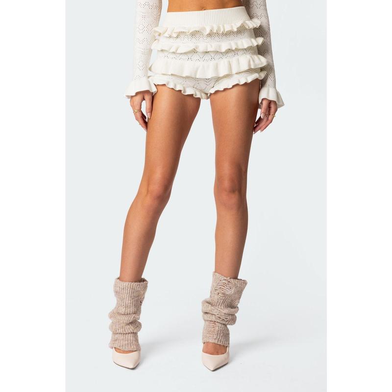 Lindsay Ruffle Knitted Shorts