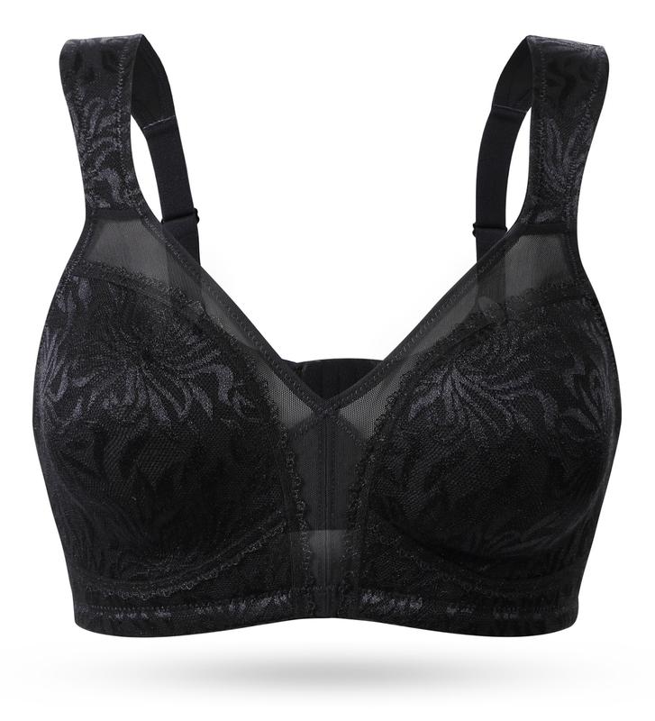 Wingslove Plus Size Floral Unlined Comfort Non Padding Full Coverage Wireless Bra