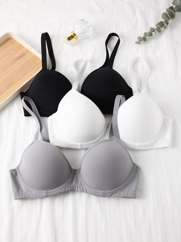 Women's Adjustable Strap Underwire Bra, Casual Plunge Push Up Lingerie Top, Back To School Wear, Summer Clothes, Underwear for All Seasons, Fall Wear, Fallfreshness