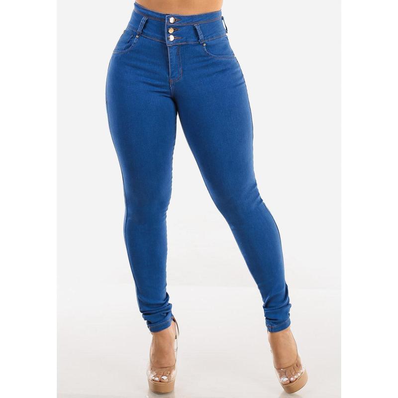 Butt Lift Super High Waist Blue Skinny Jeans