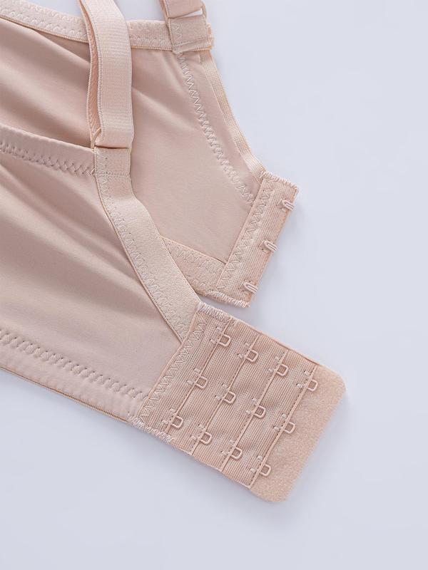  Solid Color Adjustable Strap Backless Bra, Women's Push Up Bra, Soft Comfy Breathable Underwear for Daily Wear