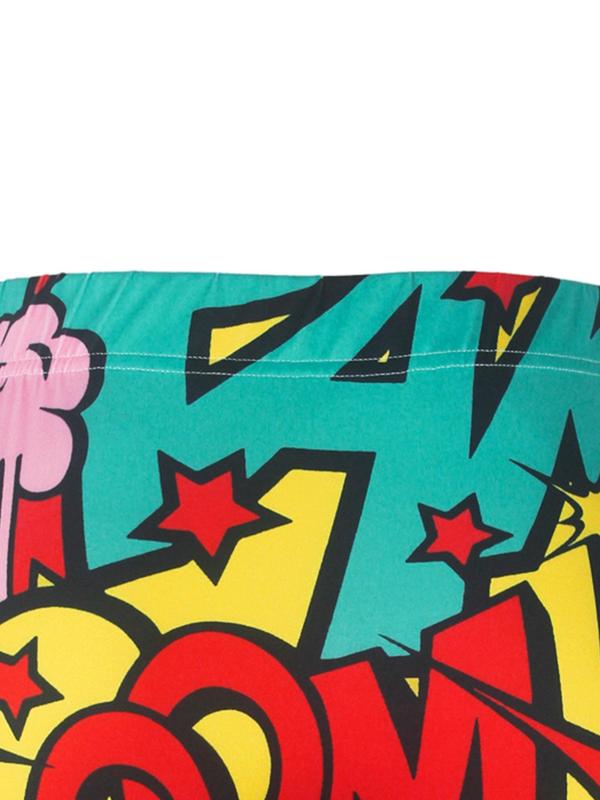 Women's Pop Art Print High Waist Skinny Shorts, Casual Comfy Breathable High Rise Shorts for Daily Outdoor Wear, Ladies Bottoms for All Seasons
