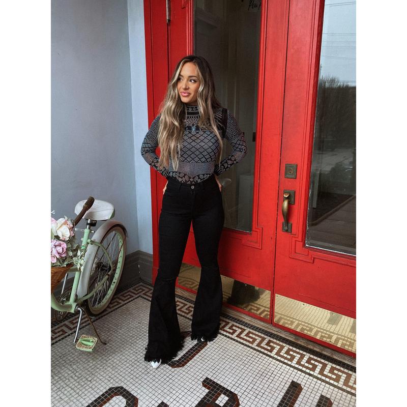 Farrah Distressed High Waisted Flares