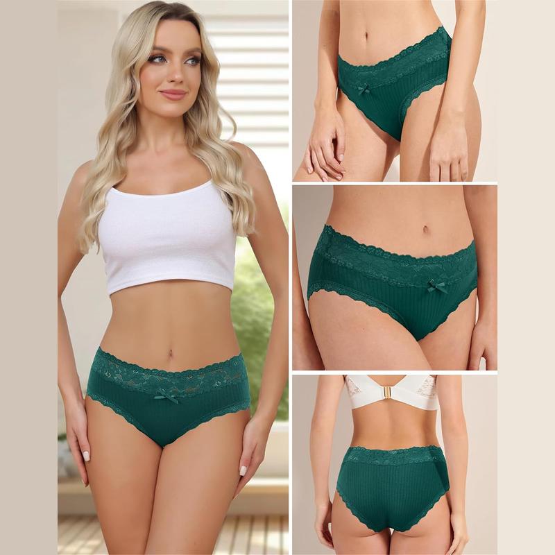 LEVAO Cotton Underwear for Women Breathable Lace Low Rise Bikini Panties Women's Hipster Underpants S-XL 6 Pack