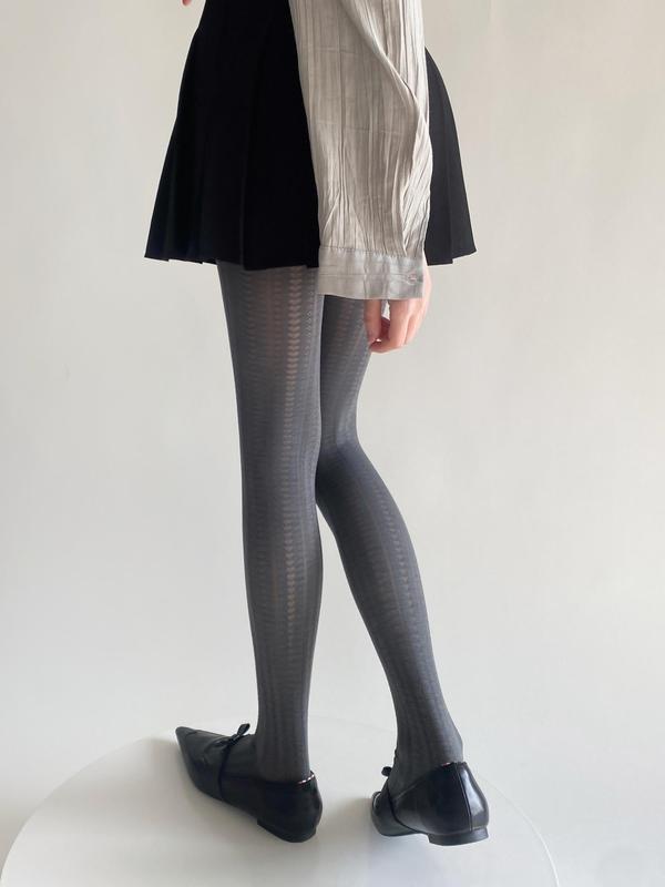 Women's Heart Pattern High Waist Tights, Lolita Style Comfy Pantyhose for Fall & Winter, Women's Tights for Daily Wear