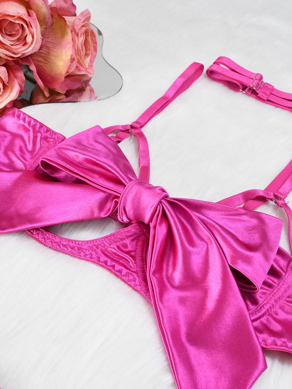 [Black Friday] Women's 6pcs Sexy Silk Bow Cami Sets – Comfortable Lingerie & Underwear, Front Push Up Bra Pink & Green & Blue Color Nightdress Womenswear Elegant Everyday wear,  Sleepwear Basic Minimalist Basic Minimalist Nightgown Elegant Nightwear