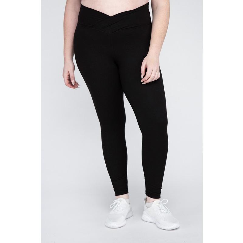 Rae Mode Plus Size V Waist Full Length Leggings