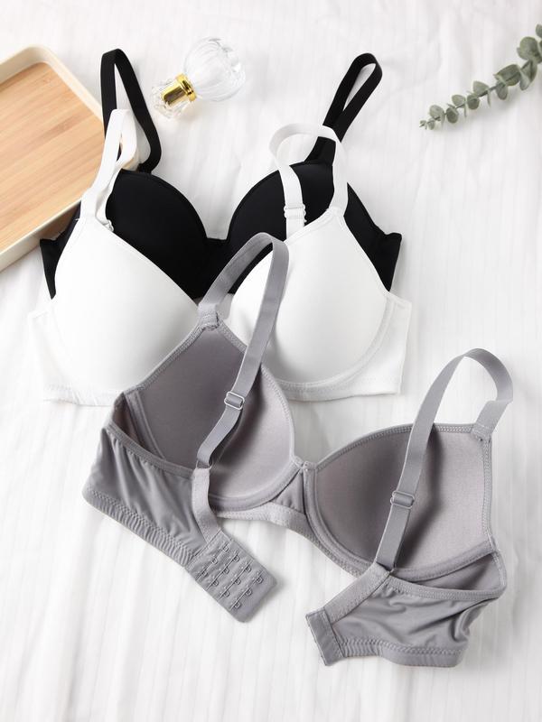 Women's Adjustable Strap Underwire Bra, Casual Plunge Push Up Lingerie Top, Back To School Wear, Summer Clothes, Underwear for All Seasons, Fall Wear, Fallfreshness