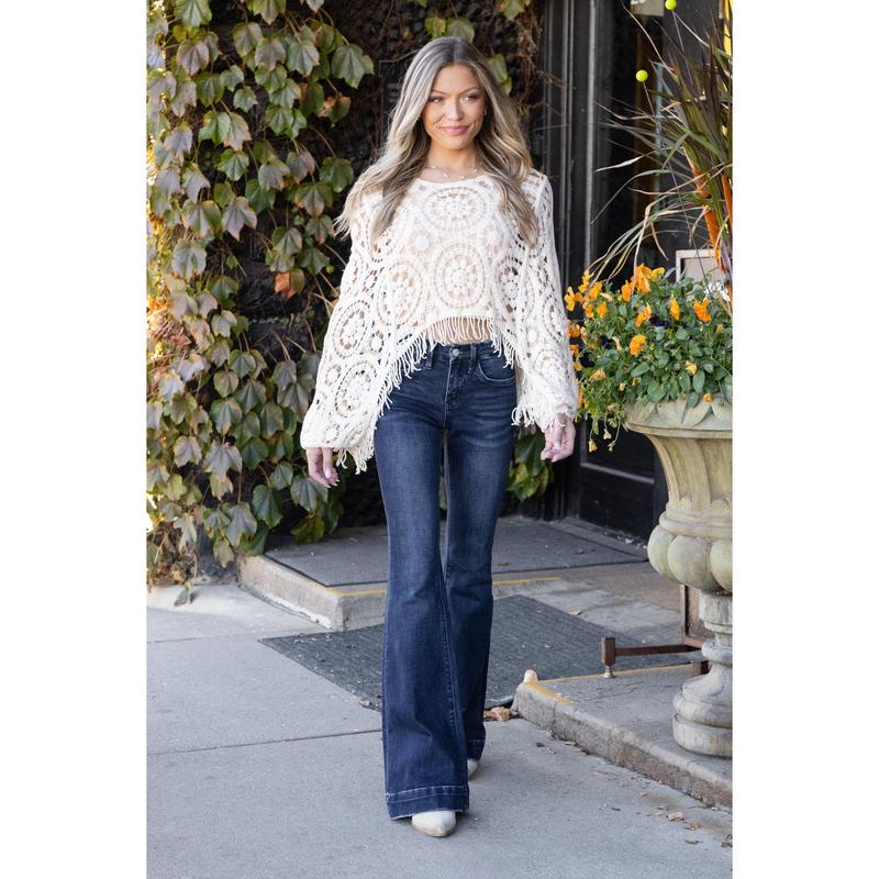 3 LENGTHS The Gwen from Lovervet: Mid-Rise Tummy Control Flare Denim  Fit Jean Womenswear Bottom