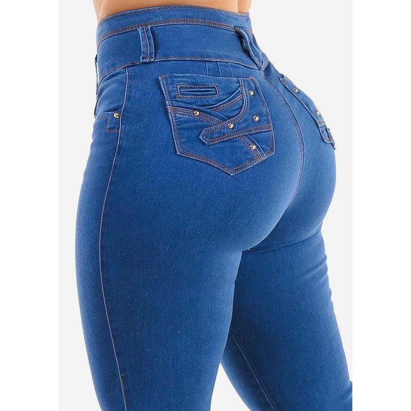 Butt Lift Super High Waist Blue Skinny Jeans