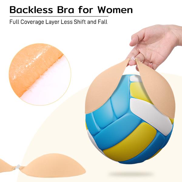 Niidor Fabric Adhesive Bra, Comfortable with Front Closure Strapless Sticky Invisible Push up Bra Reusable for Backless Dress Gift for her