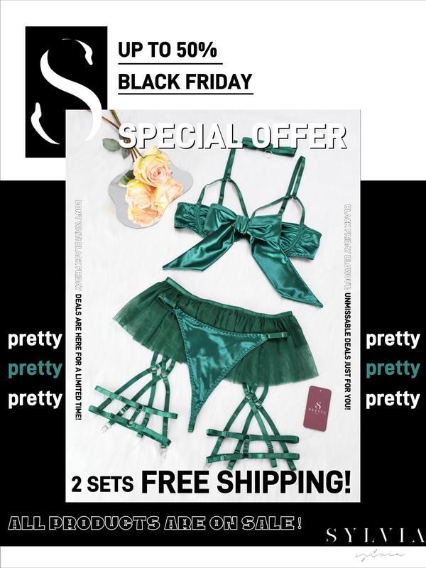 [Black Friday] Women's 6pcs Sexy Silk Bow Cami Sets – Comfortable Lingerie & Underwear, Front Push Up Bra Pink & Green & Blue Color Nightdress Womenswear Elegant Everyday wear,  Sleepwear Basic Minimalist Basic Minimalist Nightgown Elegant Nightwear