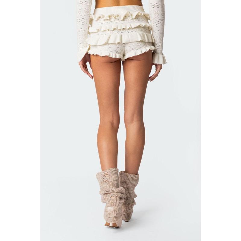 Lindsay Ruffle Knitted Shorts