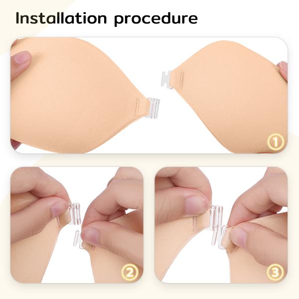 Niidor Fabric Adhesive Bra, Comfortable with Front Closure Strapless Sticky Invisible Push up Bra Reusable for Backless Dress Gift for her